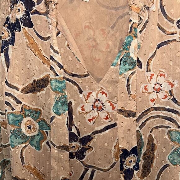 Joie Tie Neck Blouse Women's Size XS Flowers D16 - Picture 3 of 5